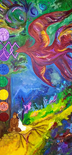  Image of multicolored painting featuring bird from the Still I Rise exhibit Image of multicolored painting featuring bird from the Still I Rise exhibit