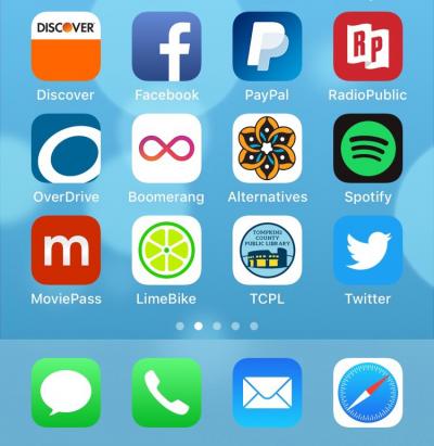 Iphone home screen screenshot including TCPL icon link
