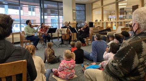 Photograph of Cayuga Chamber Orchestra performing at the Tompkins County Public Library