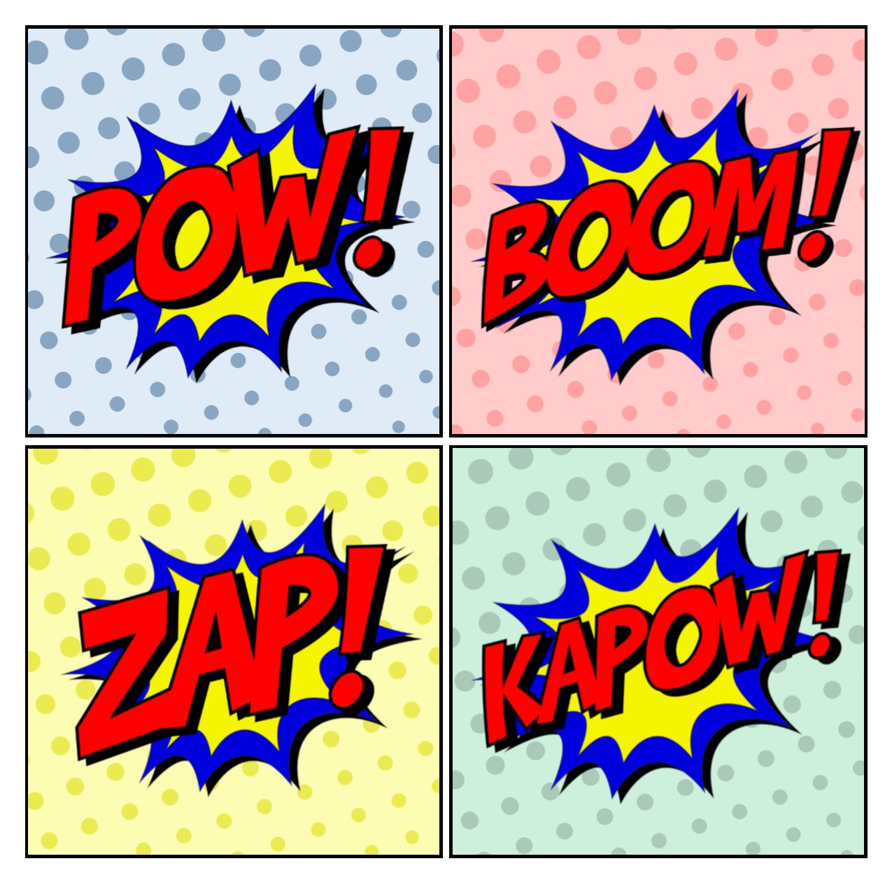 Comic panels with action bubbles