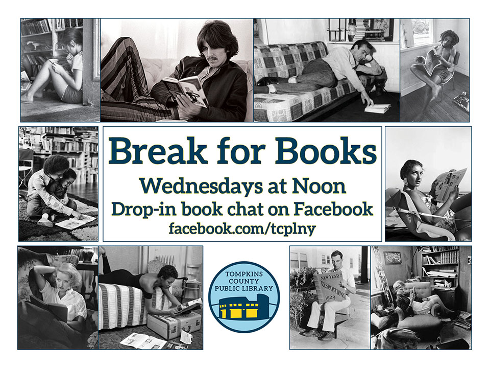 Break for Books logo featuring a collage of vintage images of celebrities with books