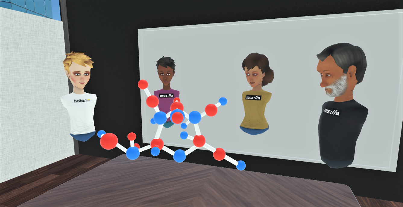 VR room with 4 people avatars