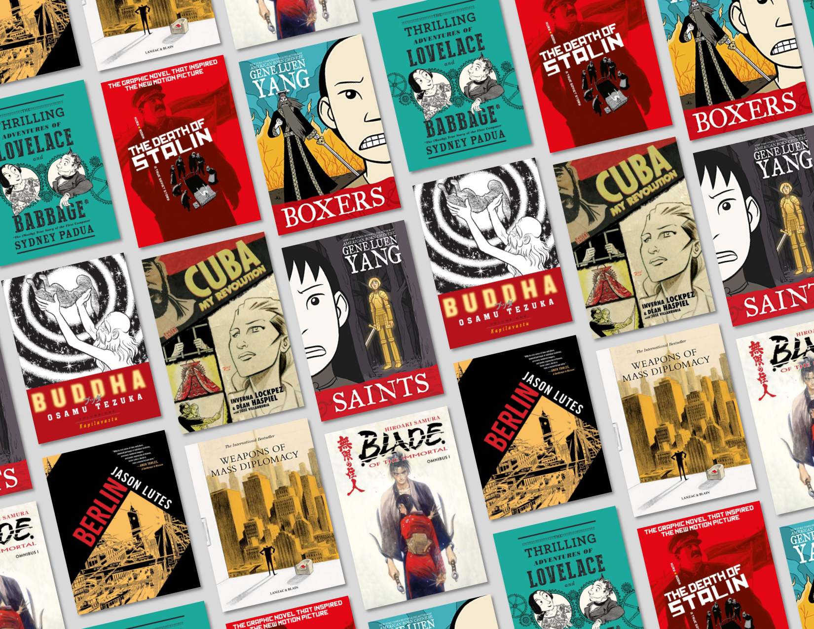Covers of historical fiction graphic novels