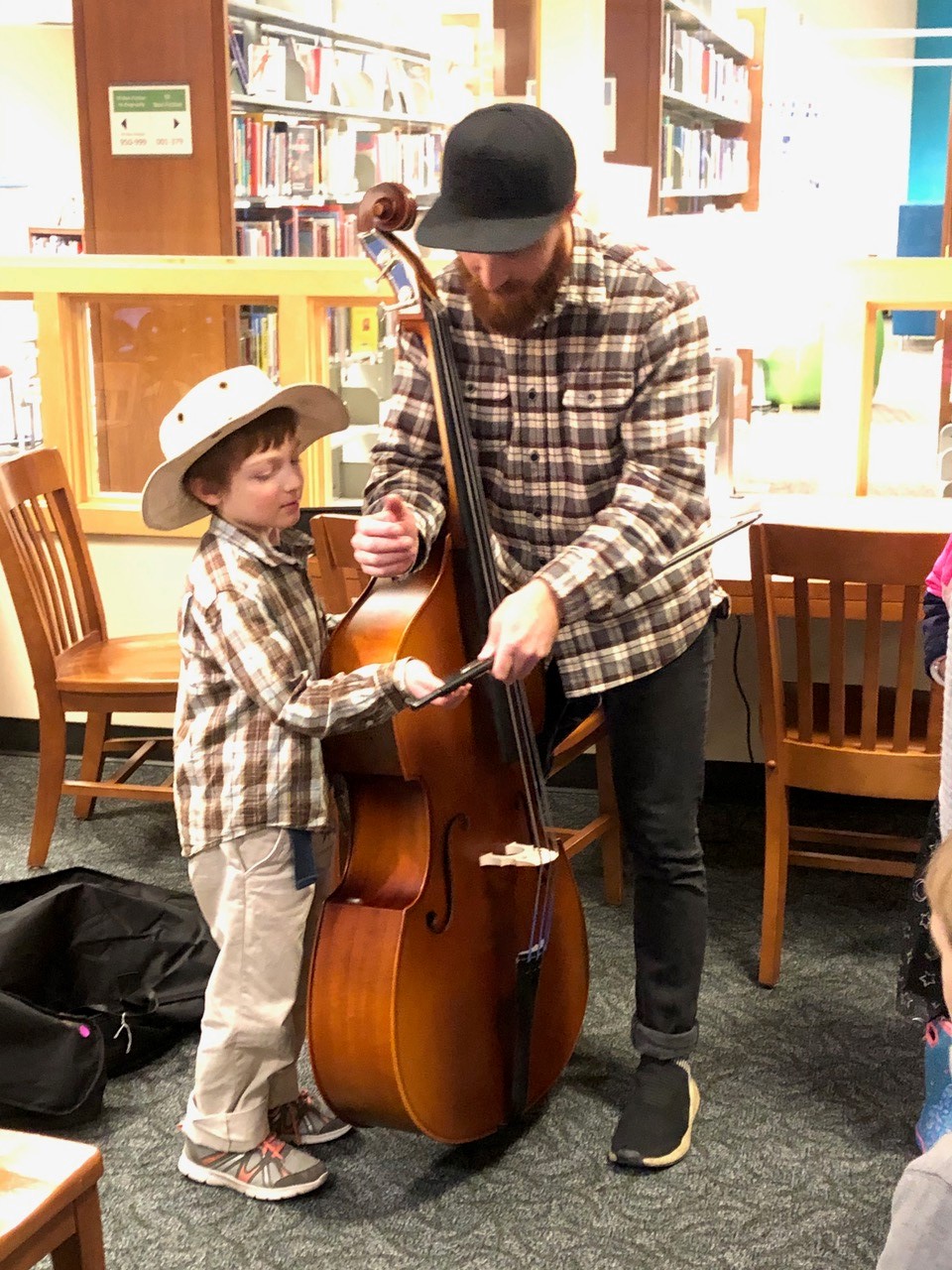 Child tries out instrument