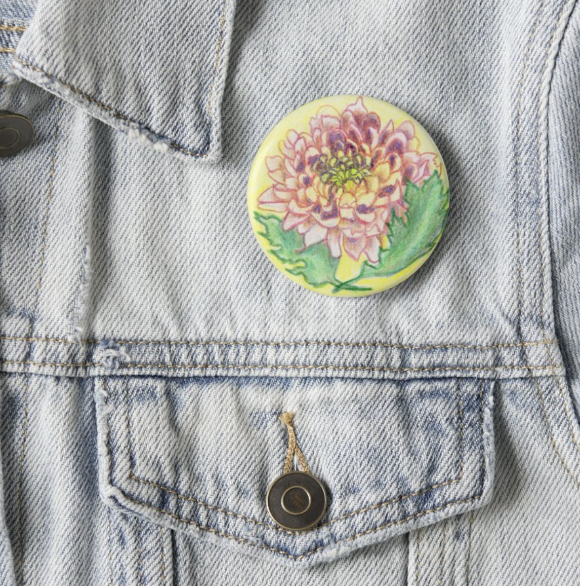 floral button on jacket