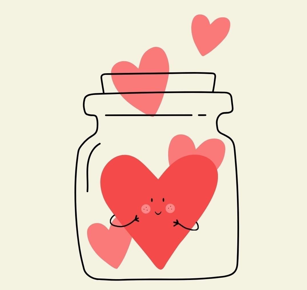 jar with hearts