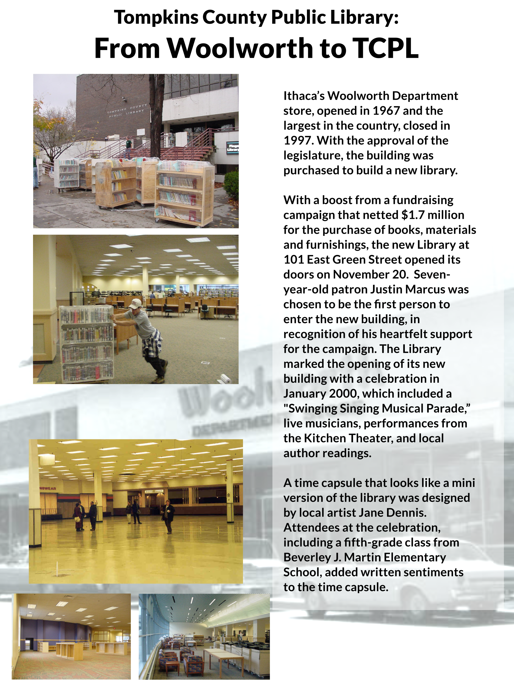 Images of old Woolworth building, images of remodeling into TCPL, images of move