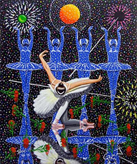 Art image from Materials of Self exhibit, featuring a ballerina Art image from Materials of Self exhibit, featuring a ballerina
