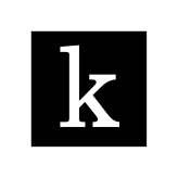 Kanopy app icon, a white lower case K in a black square