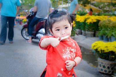 Baby with lollipop