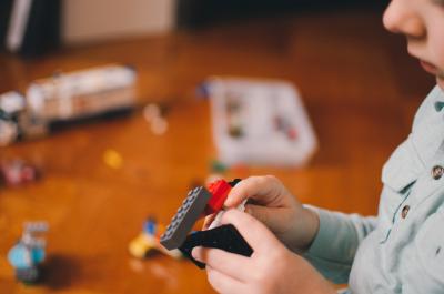 Child playing with building bricks