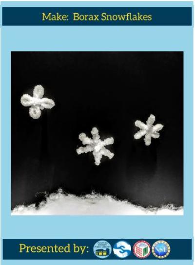 Slide advertising take and make steam kits featuring image of crystalized borax snowflakes