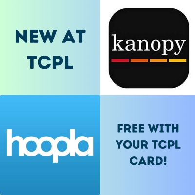 Image advertising Hoopla and Kanopy services