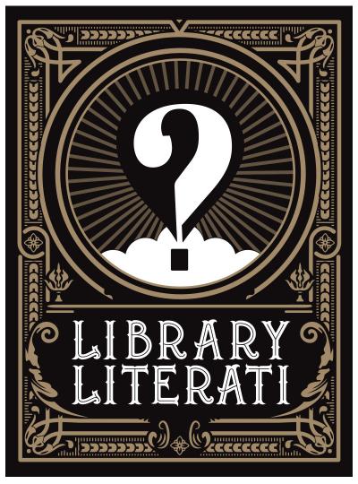 TCPL Foundation Library Literati logo, black and gold with a white question mark and white text