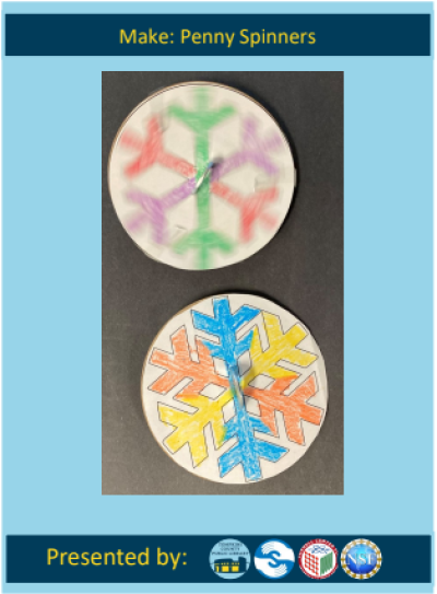 Image of snowflake penny spinner from Take and Make STEAM Kit