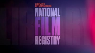 The Library of Congress National Film Registry logo, which is those words on a purple and red background. 