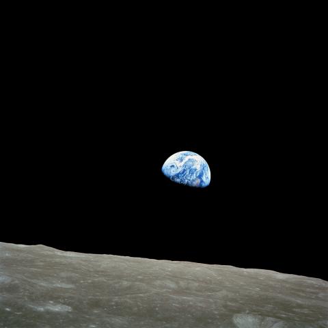 earth rising in space