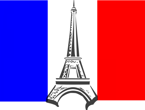The french flag with a drawing of the Eiffel Tower