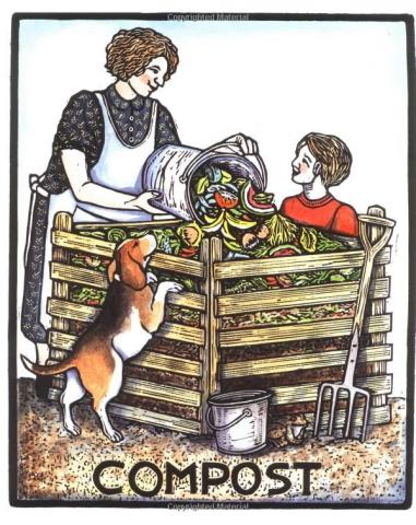 illustration of compost from "A Gardener's Alphabet" by Mary Azarian