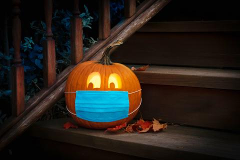 pumpkin wearing mask