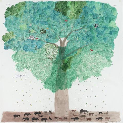 Artwork from the Johnson Museum showing a tree