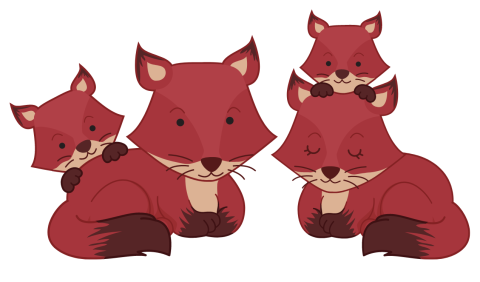 Cartoon of Fox Family