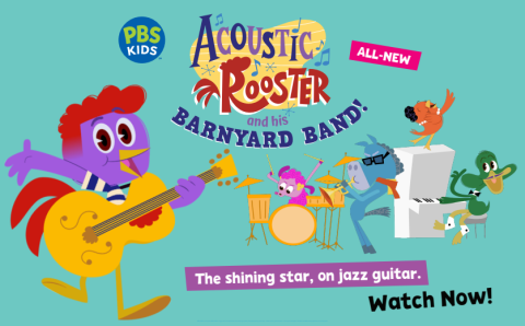 A graphic for the Acoustic Rooster PBS Kids show.