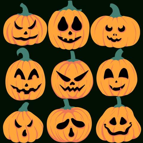 jack o'lanterns on a black background