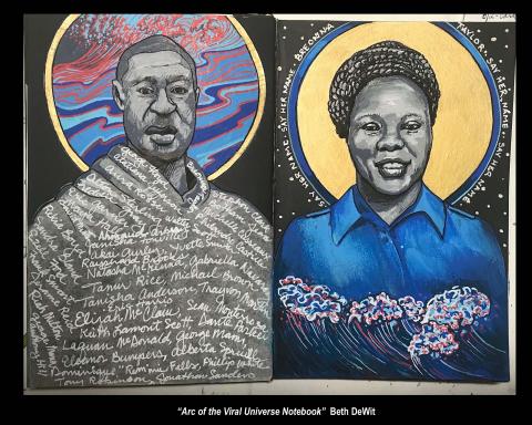 Image from Beth DeWit's notebook featuring drawings of George Floyd and Breonna Taylor Image from Beth DeWit's notebook featuring drawings of George Floyd and Breonna Taylor