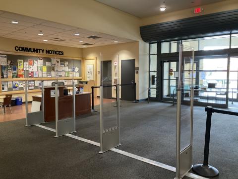 An image showing the RFID gates and Security Desk moved to their new positions closer to the main entrance of TCPL