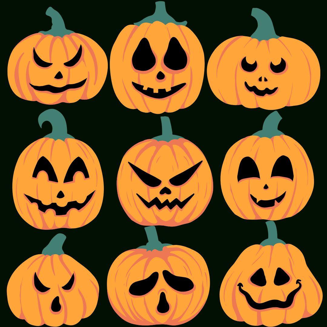 jack o'lanterns on a black background