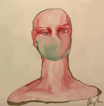Image of figure with watercolor face mask that blends into their skin like makeup Image of figure with watercolor face mask that blends into their skin like makeup