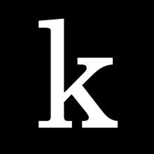 Kanopy app icon, a white lower case K in a black square Kanopy app icon, a white lower case K in a black square