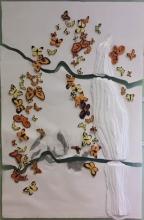 Image of art piece depicting monarch butterfly migration Image of art piece depicting monarch butterfly migration